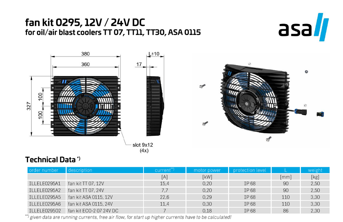 ASA-ILLELE0295A5 0075 TT11 12V DC HP FAN ASSEMBLY