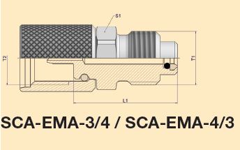 SCA-EMA-4/3 Adaptor/Coupling Male/Male M16 x 1.5 to M16 x 2mm