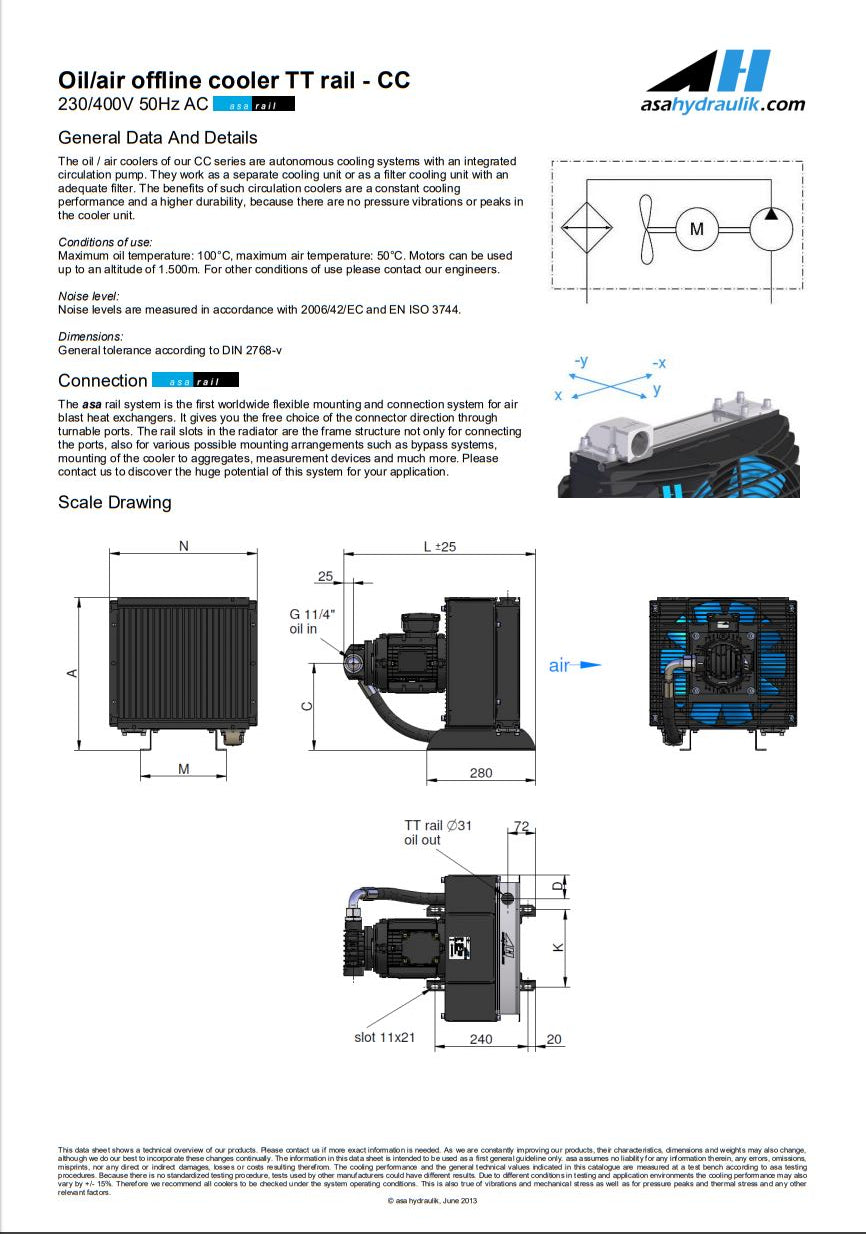 ASA TT16RA47CC  CC COOLER 230/400V 50Hz AC 30LPM - Unwin Hydraulic Engineering