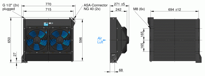 ASA0367 DC Oil  Air Blast Oil Cooler ASA0367AD02 24 Volt - Unwin Hydraulic Engineering