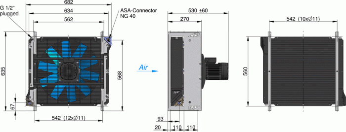 ASA0257 AC Oil  Air Blast Oil Cooler ASA0257AA66 - Unwin Hydraulic Engineering